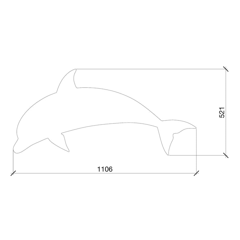 Technische Zeichnung des kleinen Schallabsorber Delfins.